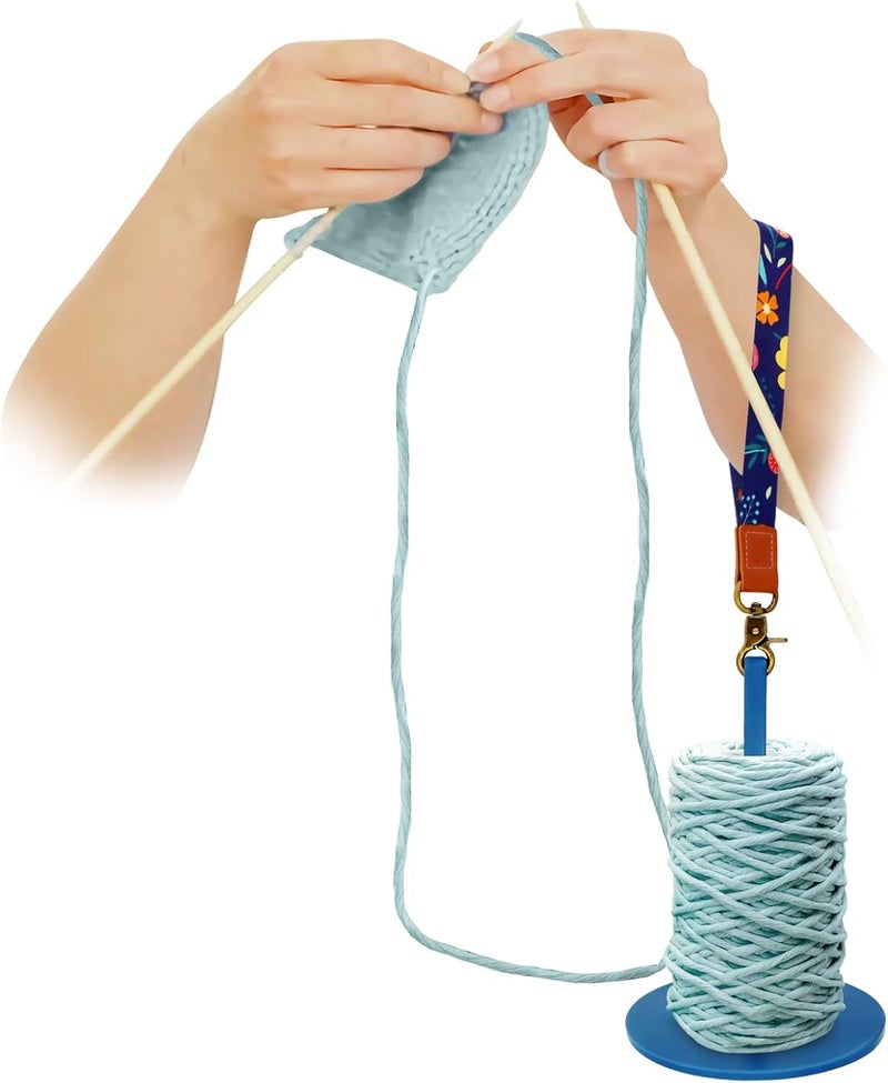 Dasonwin Wrist Yarn Holder for Walking & Travel, Portable Tangle-Free Spindle, Lightweight Hanging Dispenser, Crochet Gift (Blue) - Image 1